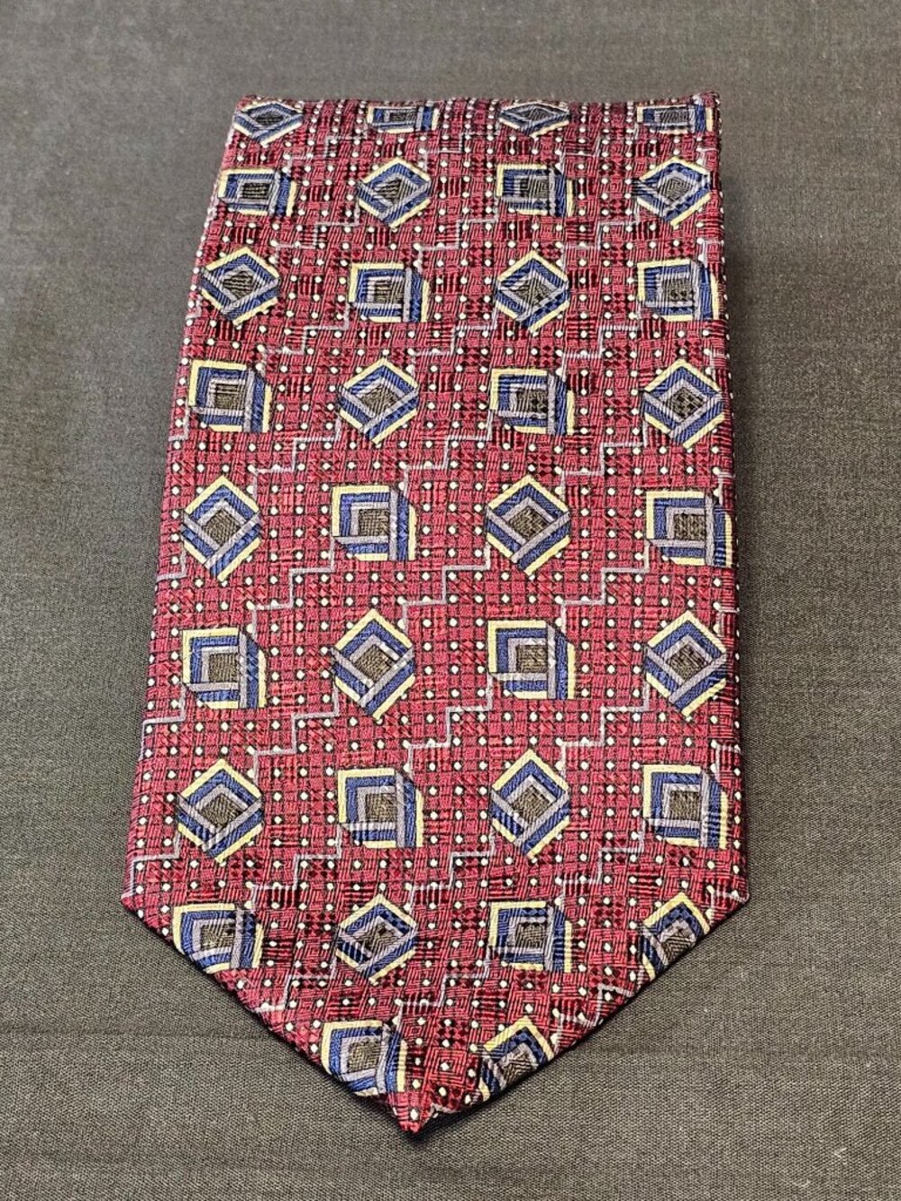 Vintage Louis Feraud Geometric Pattern Silk Tie